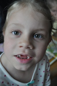 Day 28: Ella being super happy that her 6th tooth finally fell out #gappy