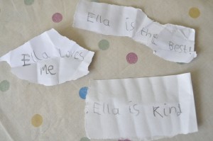 Day 36:  Love notes written by Mimi to give to Ella