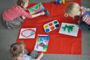 Day 45:  Stuck indoors thanks to Lola having chickenpox = getting creative and messy with the paints!