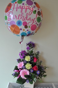 Day 64: My birthday!  A surprise delivery of flowers and a balloon from husband-to-be :)