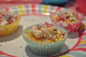 Day 73:  Cupcake decorating for Mimi's birthday party