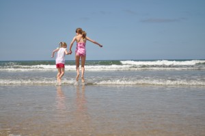 Day 84:  Wave jumping at Crooklets Beach - introducing the memories of my childhood summer holidays to my girls