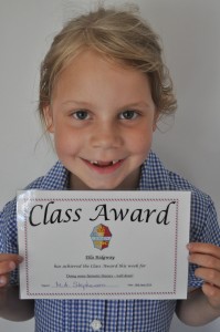 Day 107:  Ella's pride at getting the Class Award for her writing