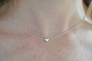 Day 126:  Wearing my new necklace (bought as a present to myself) - a tiny heart to remind me that love is the most important thing of all