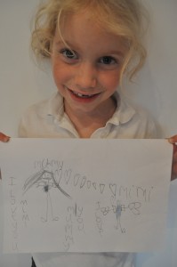 Day 121:  Mimi drawing this picture for me "because I love you and because you are the best Mummy in the world"