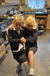 Day 204:  This pair of nutcases "doing the cha-cha" in the kitchen at 7.30am