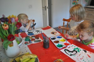 Day 213:  A rainy Saturday calls for finally getting round to painting the rocks we collected from the beach on our holiday in Cornwall