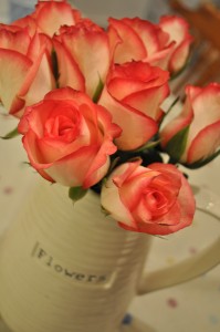 Day 261:  These beautiful roses cheering up my kitchen on a very grey and rainy day