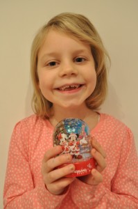 Day 304:  Ella's best friend popped in to give her a little present - a souvenir from Disneyland Paris - and it made Ella's day!