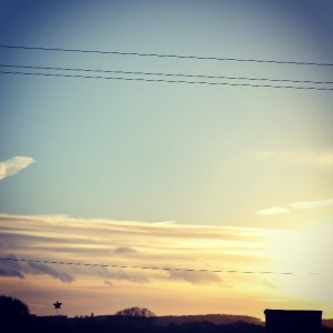 Day 318:  A spontaneous visit to Amertin Farm with my girls whilst their Daddy was at work led to us watching this beautiful sunset on the drive home