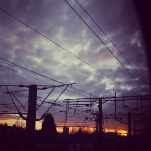 Day 308: A rather spectacular sunrise on the way into London this morning. Not the easiest image to capture through the dirty window of a tilting train travelling at 125mph - this was the best shot I got!