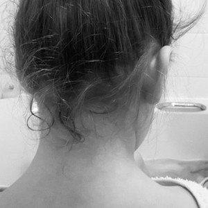 Day 355:  The curls at the back of her neck when her hair is up in a topknot are something I always, always want to remember