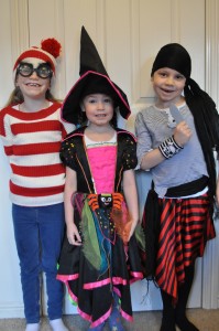 Day 365:  World Book Day.  The girls have been looking forward to today for WEEKS.  So here I can proudly present Where's Wally, Winnie the Witch and Charlie the pirate (from a set of books about a pirate called Sam Silver)