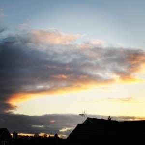 Day 385:  Home early from London, in time to capture this beautiful sunset and have cuddles with my girls before bedtime