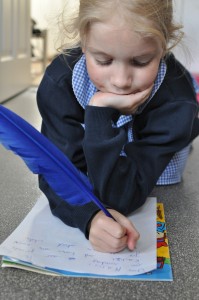 Day 467:  This one suddenly decided on the spur of the moment that she wanted to write a letter to her Nana :)