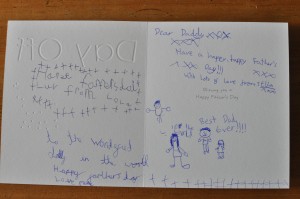 Day 473:  Father's Day.  A tough day for me as it's the first one without Dad, but seeing the little messages each of the girls wrote in their Daddy's card made it easier